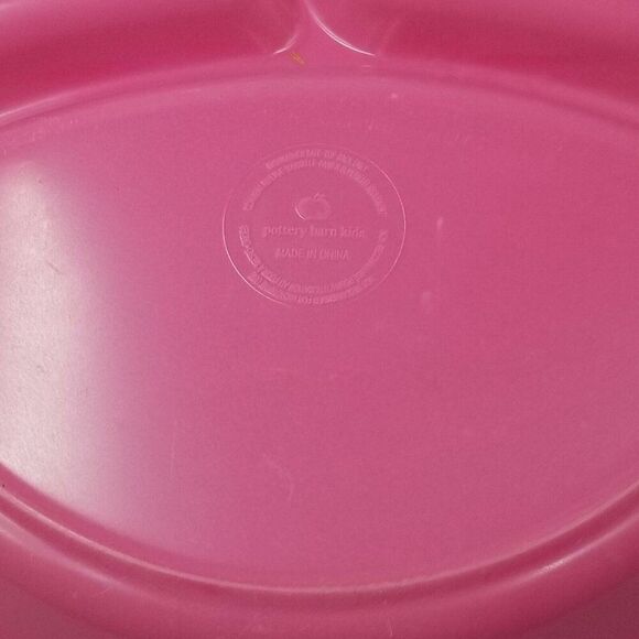 Pottery Barn Kids Plates Pink Green Melamine Divided Plate Round Sections Lot 3 - Picture 7 of 10